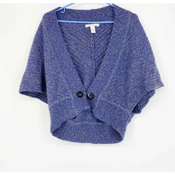 Kenneth Cole New York Women's Cape Poncho Style Sweater Blue Gray Button Large - Picture 1 of 6